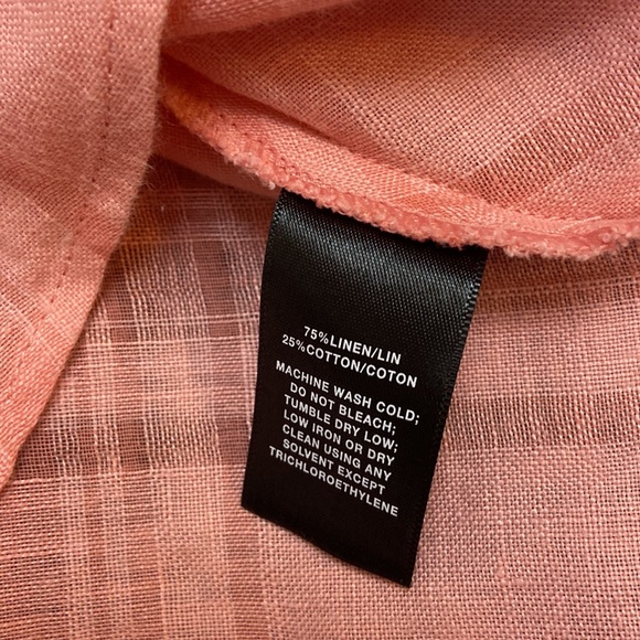 Lafayette 148 Pink Linen Button Down Shirt Sz S - Picture 5 of 5
